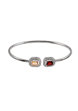 Two Stones Ring Citrine/Garnet, White Topaz 1.20mm