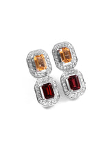 Two Stones Ring Citrine/Garnet, White Topaz 1.20mm