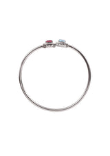 Two Stones Bangle Blue Topaz/Garnet, White Topaz 1.20mm