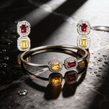 Two Stones Bangle Citrine/Garnet, White Topaz 1.20mm