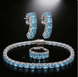 Five Stones Earring Blue Topaz 6X4