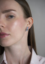Five Stones Set Blue Topaz 6x4 — ring, earrings and bracelet in handmade 925 sterling silver with natural blue topaz