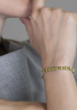 Five Stones Bracelet Citrine 6X4 — bracelet worn, close-up: sterling silver with five natural citrine stones