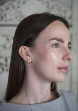 Five Stones Earring Citrine 6x4 — handmade 925 sterling silver earrings with five natural citrine stones