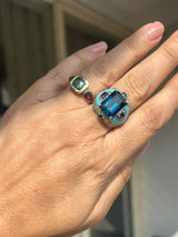 Кольцо с лондонским топазом — лондонский топаз 8,5 ct, кианиты, бриллианты, серебро 925