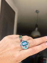 Кольцо с лондонским топазом — лондонский топаз 8,5 ct, кианиты, бриллианты, серебро 925