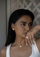 Pearl White Enamel Gold-Plated Pendant, Citrine/White Topaz — gold-plated 925 sterling silver pendant with hand-applied white enamel, natural citrine and white topaz