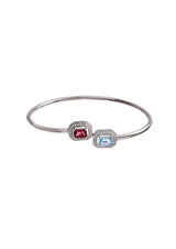 Two Stones Set Blue Topaz/Garnet, White Topaz 1.20mm