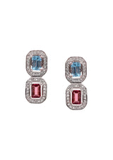 Two Stones Bangle Blue Topaz/Garnet, White Topaz 1.20mm