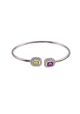 Two Stones Earring Amethyst/Peridot, White Topaz 1.20mm