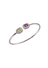 Two Stones Bangle Amethyst/Peridot, White Topaz 1.20mm