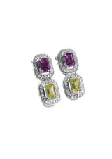 Two Stones Bangle Amethyst/Peridot, White Topaz 1.20mm