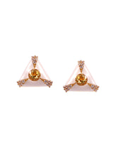 Pearl White Enamel Gold-Plated Earring, Citrine/White Topaz — earrings
