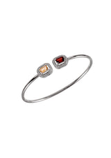 Two Stones Bangle Citrine/Garnet, White Topaz 1.20mm