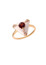 Enamel GP Ring, Lemon Qtz/White Topaz