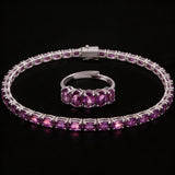 Five Stones Set Amethyst 6X4