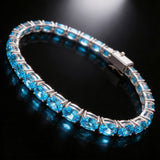 Five Stones Ring Blue Topaz 6X4