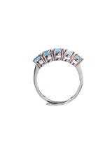 Five Stones Ring Blue Topaz 6X4