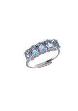 Five Stones Ring Blue Topaz 6X4