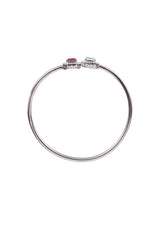 Two Stones Bangle Blue Topaz/Pink Tourmaline, White Topaz 1.20mm
