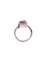 Two Stones Ring Blue Topaz/Pink Tourmaline, White Topaz 1.20mm