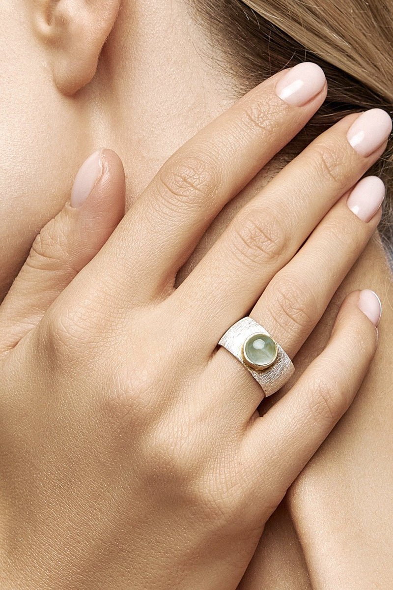 Prehnite Double Ring - Adelina1001, rings, prehnite, jewelry, silver, handmade, украшения, кольцо,  серебро,