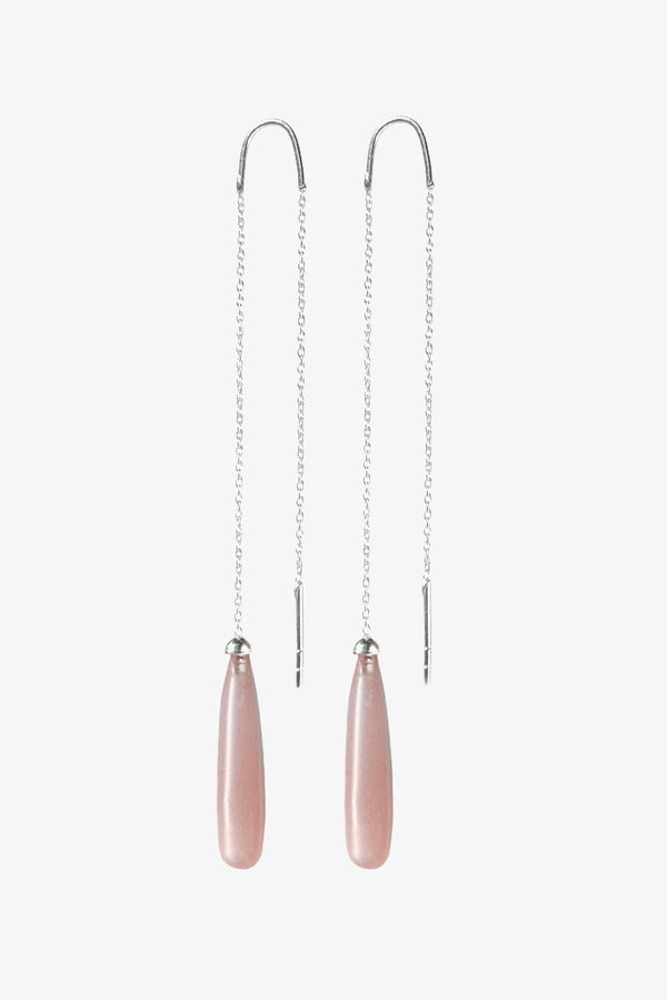 Rose Quartz Drops Long Earrings - Adelina1001. Authentic stones, silver, handmade, high quality, meaningful jewelry  Joyful drops are famous long earrings with a raw stone