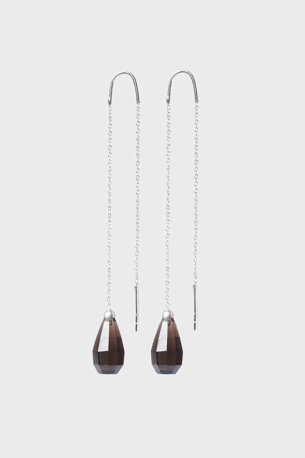 Smoky Quartz Glow Drops Long Earrings - Adelina1001, jewelry, silver, earrings, серьги, серебро,
