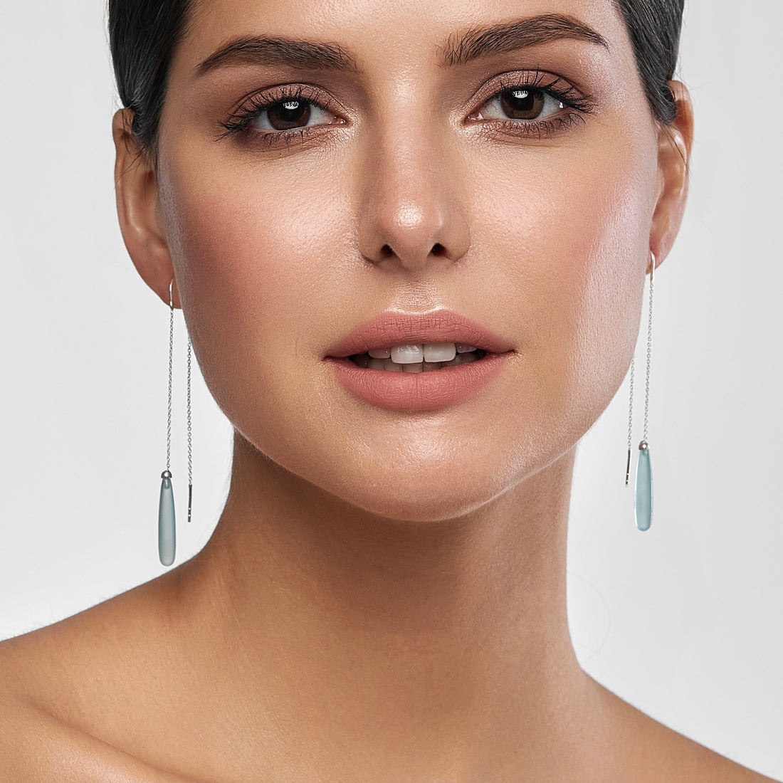 long earrings, drop earrings, chalcedony, natural stones