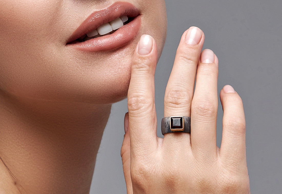 Geometric jewelry design and architecture, double rings, natural stones, silver rings,  citrine, garnet, amethyst,  jewelry design and architecture