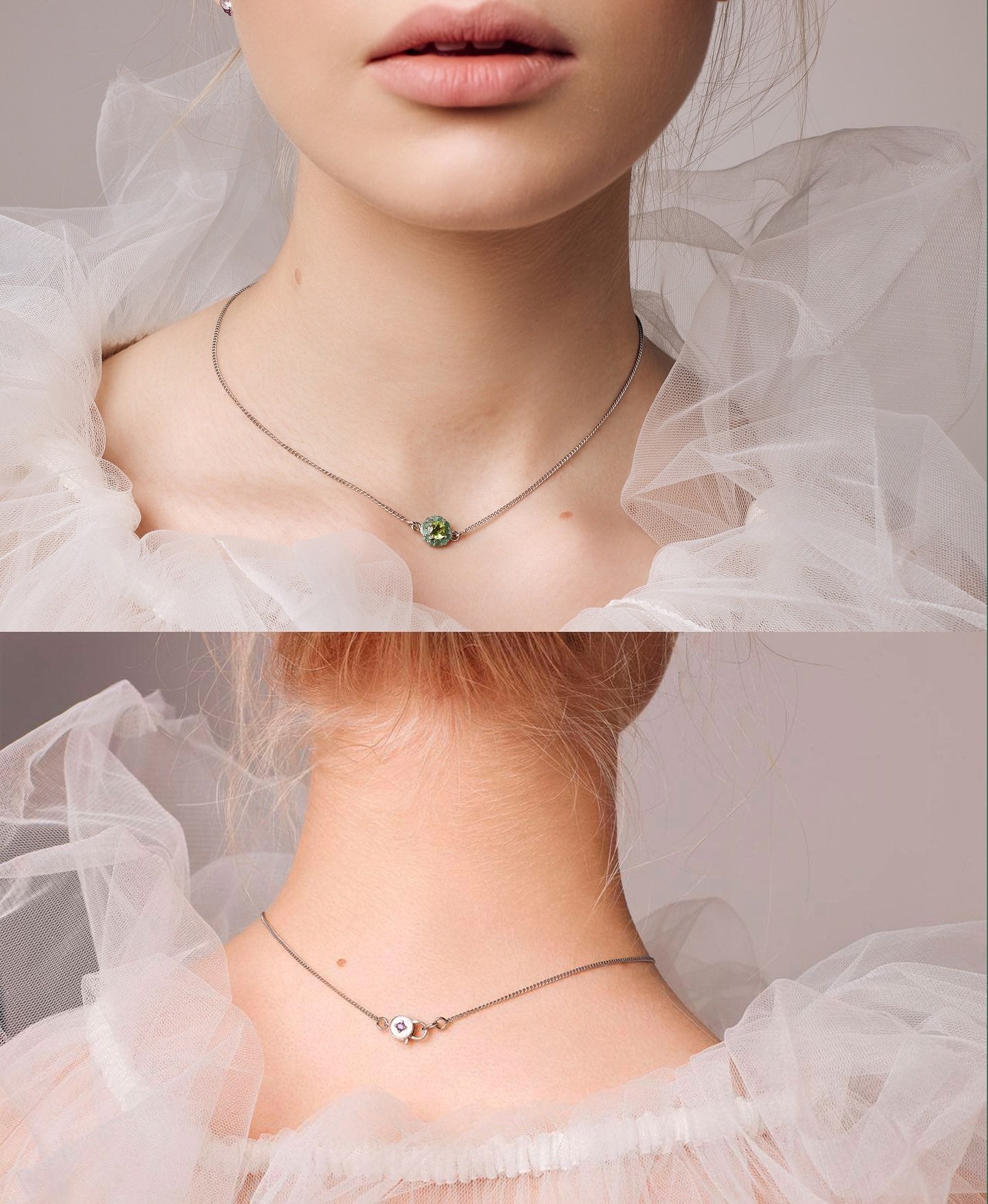 Snow obsidian minimal necklace in 925 sterling silver — Adelina World winter stone jewelry