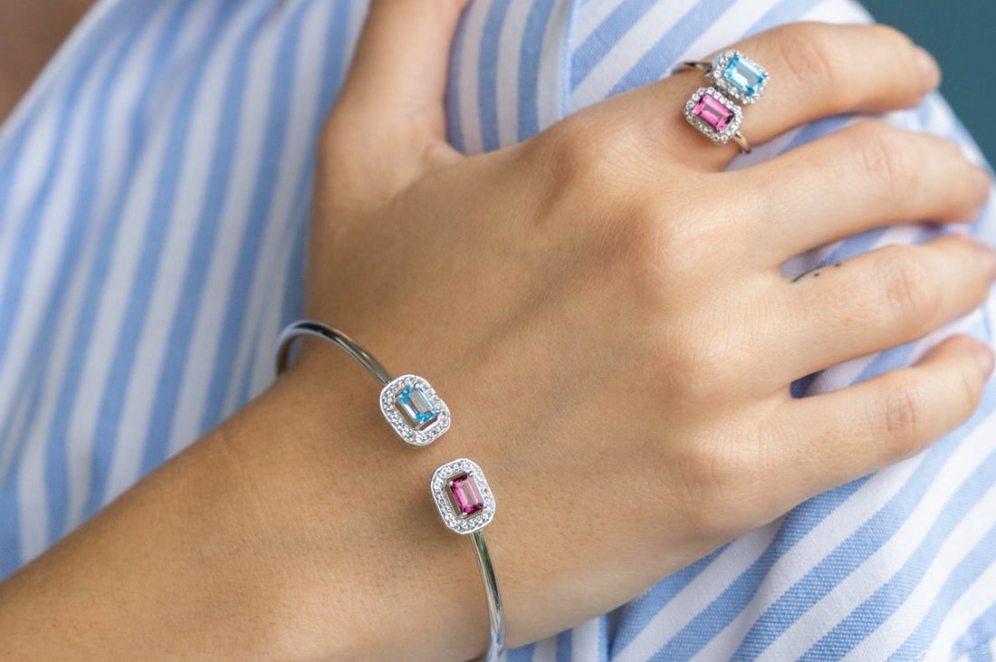 Smart jewelry constructor — interchangeable double ring with natural gemstones by Adelina World