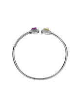 Two Stones Bangle Amethyst/Peridot, White Topaz 1.20mm
