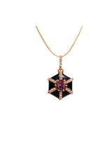 Black Piano Lacquer Enamel Gold-Plated Earring, Amethyst/White Topaz — pendant