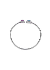Two Stones Bangle Amethyst/Blue Topaz, White Topaz 1.20mm