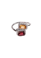 Two Stones Bangle Citrine/Garnet, White Topaz 1.20mm