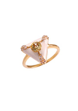 Pearl White Enamel Gold-Plated Earring, Citrine/White Topaz — ring
