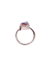 Two Stones Ring Blue Topaz/Garnet, White Topaz 1.20mm