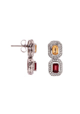 Two Stones Earring Citrine/Garnet, White Topaz 1.20mm