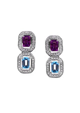 Two Stones Set Amethyst/Blue Topaz, White Topaz 1.20mm