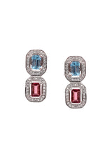 Two Stones Set Blue Topaz/Garnet, White Topaz 1.20mm