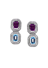 Two Stones Ring Amethyst/Blue Topaz, White Topaz 1.20mm