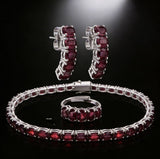 Five Stones Set Garnet 6X4