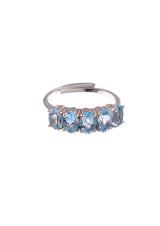 Five Stones Ring Blue Topaz 6X4