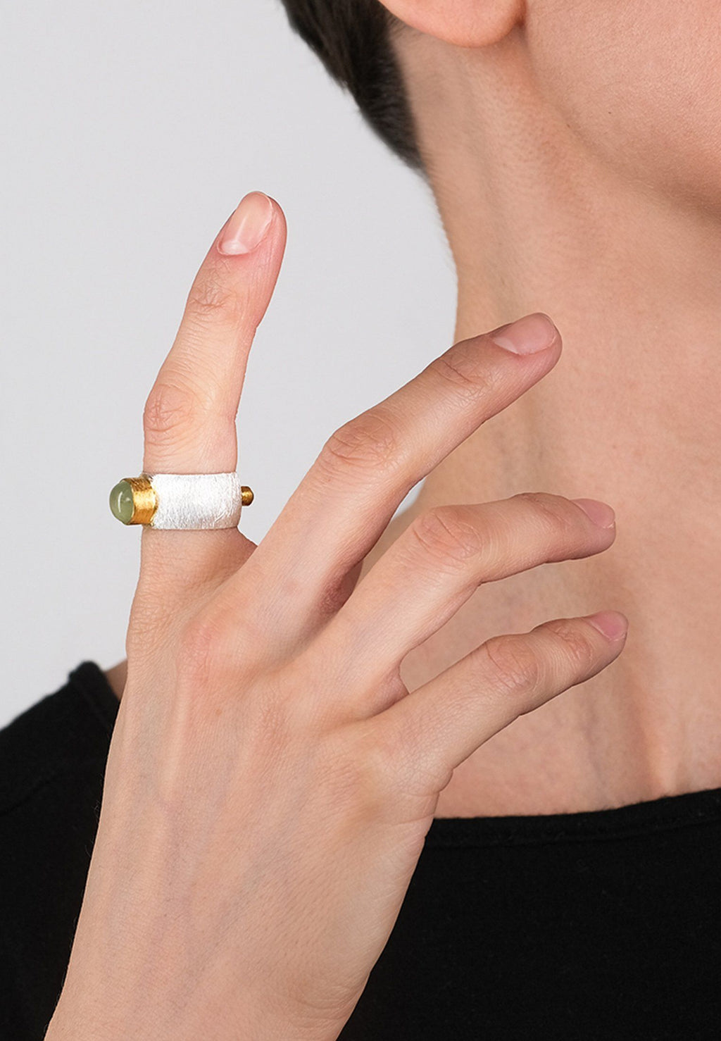 Prehnite Double Ring - Adelina1001, rings, prehnite, jewelry, silver, handmade, украшения, кольцо,  серебро,