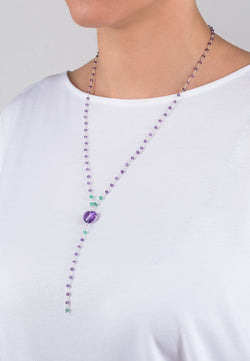 Lavender Heart Chain - Adelina1001, серебро,  цепь, натуральные камни, silver, natural stones, chain