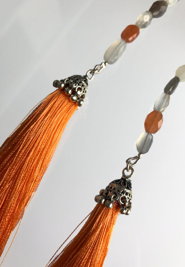 Orange Tassel - Adelina1001, silver, tassel, natural stones, oriental tale, Eastern night, clasp, smart jewelry, moduar system, High product quality, серебро, пряжка, застежка, кисточка, восточные мотивы, восток, ультрамариновый цвет, синий цвет, украшения, умные украшения, стильный, ювелирные украшения, стиль Бохо, мода,, smart jewelry, orange stones, natural stones, gemstones