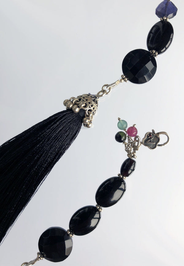 Black Tassel - Adelina1001, silver, jewelry, semiprecious stones, silk, шелк,  украшения ,   fashion, gemstone, vintage,  artist,  cute, beautiful, aesthetic , sexyjewelry, playfulness