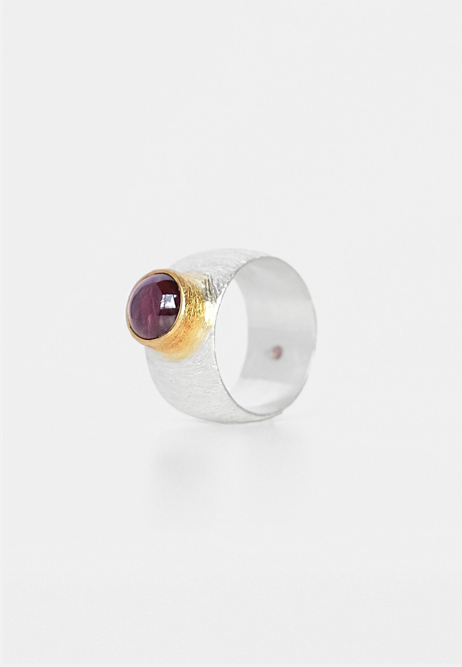 Garnet Double Silver Ring, Garnet Double Ring - Adelina1001, garnet, silver, handmade, jewelry,  янтарь,  украшения,  кольцо,  серебро