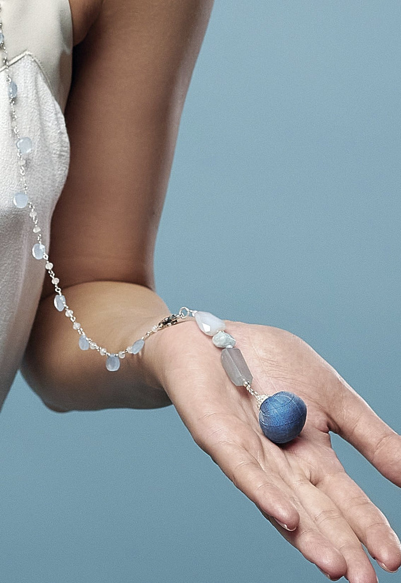 Jewelry Transformer, natural stones, blue stones. chaledony. aquamarine, pearls, jewelry for women